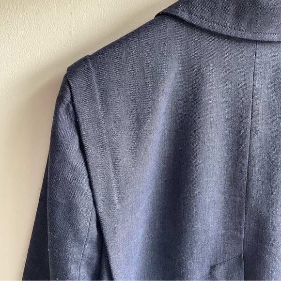 See By Chloe Linen Wool Blazer Boxy Cropped Size 8 Made in Italy Navy Jacket - Picture 11 of 15